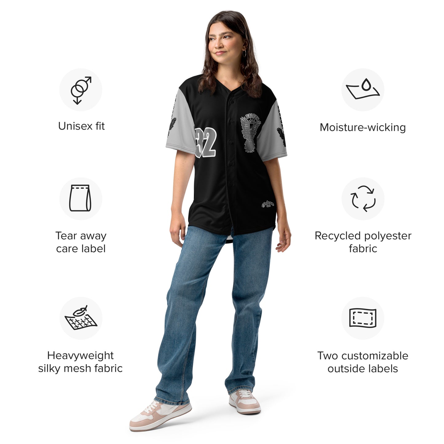 Recycled baseball jersey- Gray\White Falcon US-1 Logo- Kings of Miami on Back