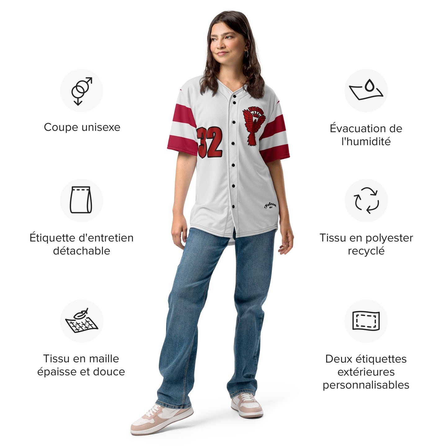 Recycled unisex sports jersey- Red Falcon Logo- Kings of Miami