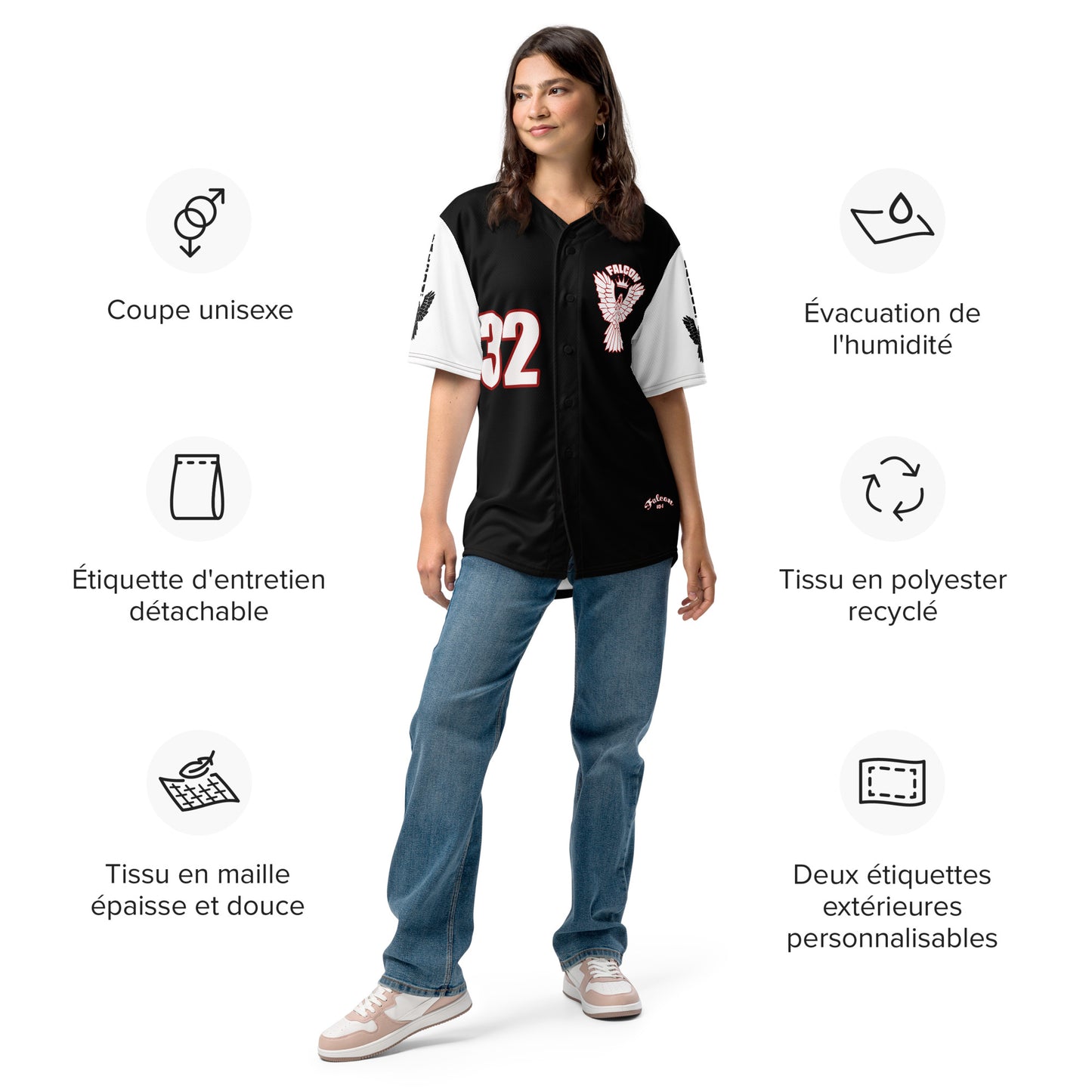 Recycled baseball jersey- White\Red Falcon US-1 Logo- Kings of Miami on Back