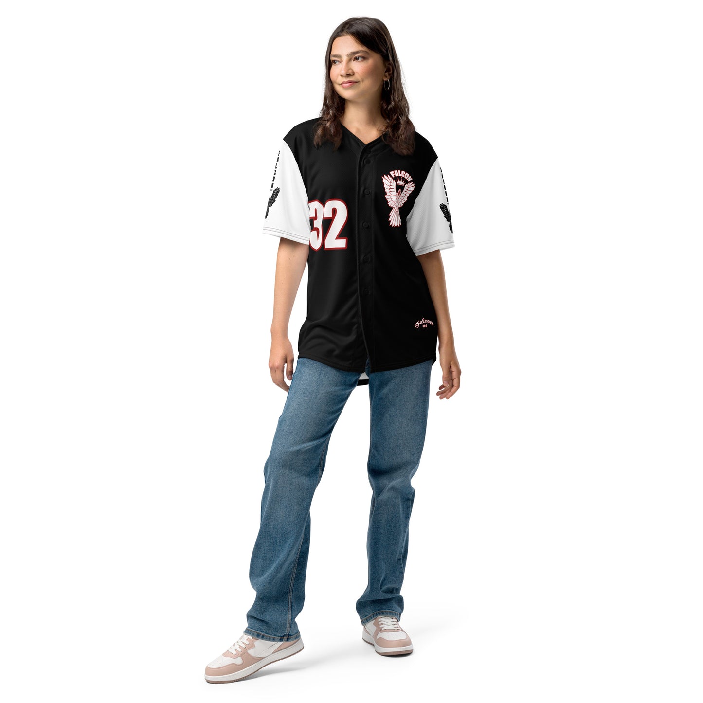 Recycled baseball jersey- White\Red Falcon US-1 Logo- Kings of Miami on Back