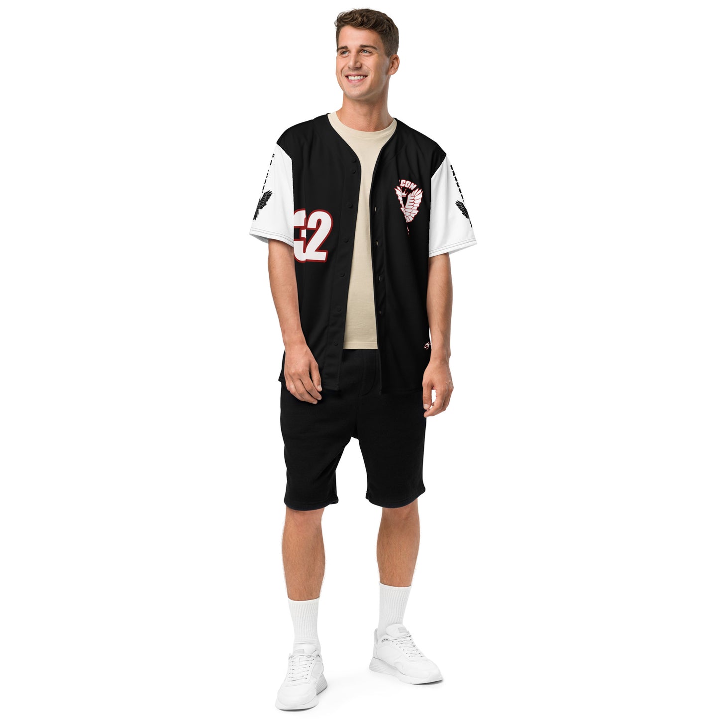 Recycled baseball jersey- White\Red Falcon US-1 Logo- Kings of Miami on Back