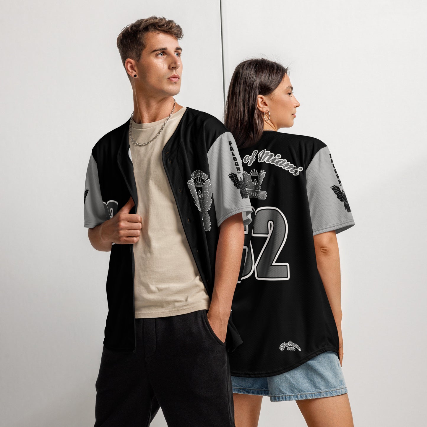 Recycled baseball jersey- Gray\White Falcon US-1 Logo- Kings of Miami on Back