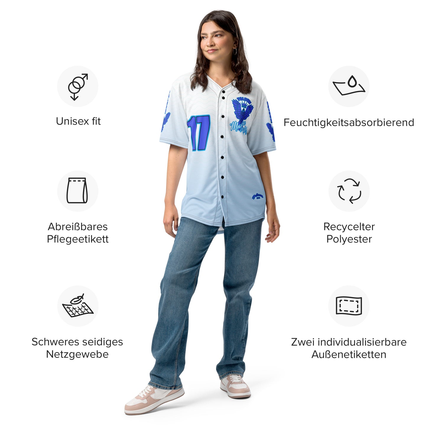 Recycled baseball jersey- Blue Falcon Logo- Magic City Edition