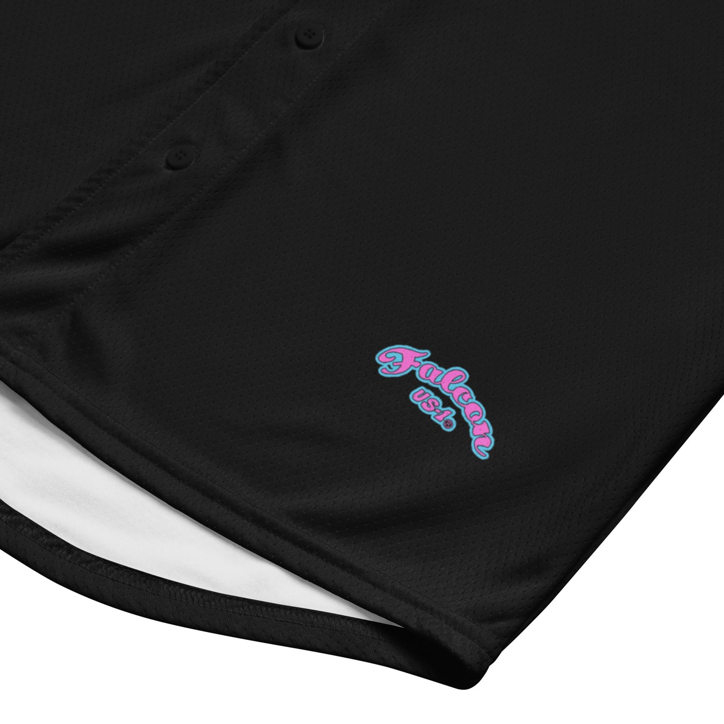 Recycled baseball jersey- Retro\Pink Falcon Logo on Black