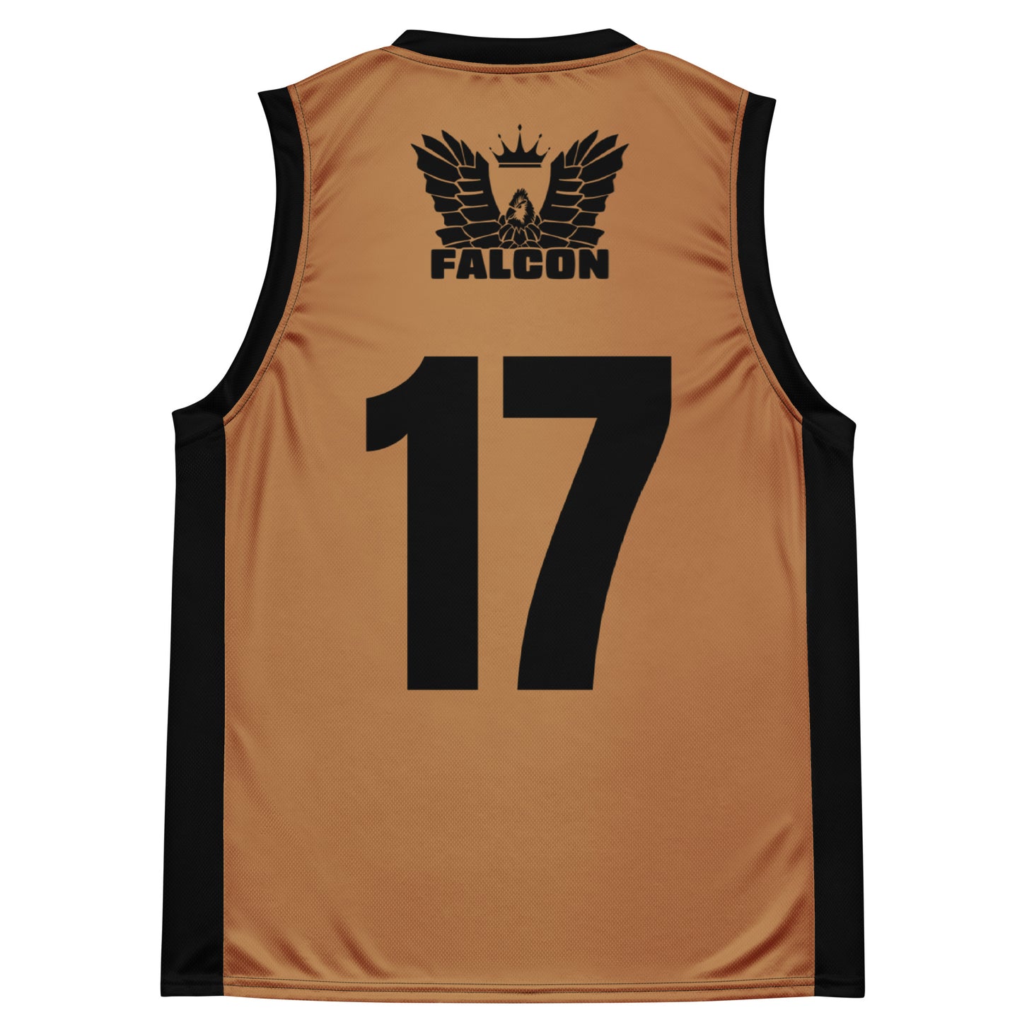 Recycled unisex basketball jersey - Black Falcon Logo on Gold