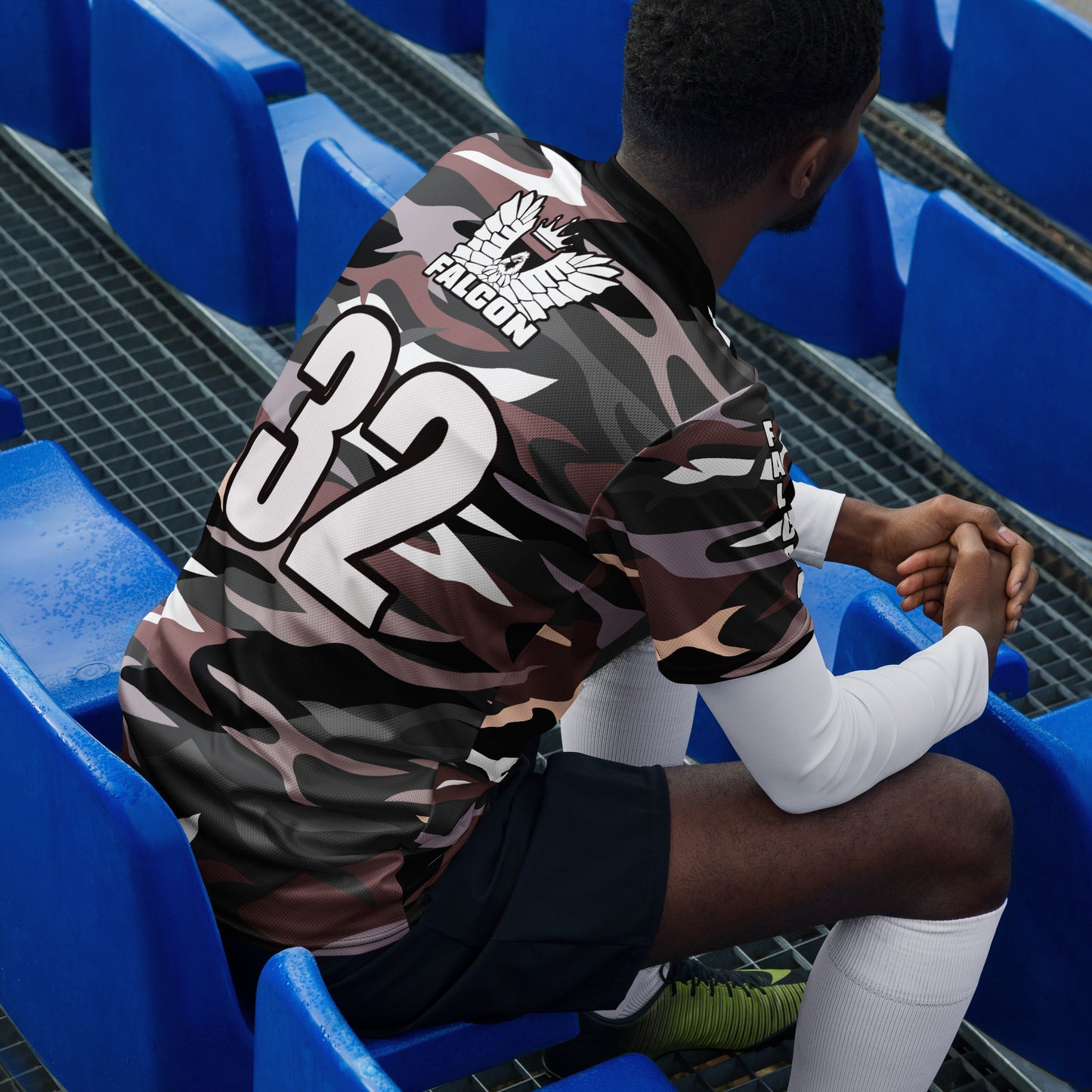 Recycled unisex sports jersey-White Falcon Logo