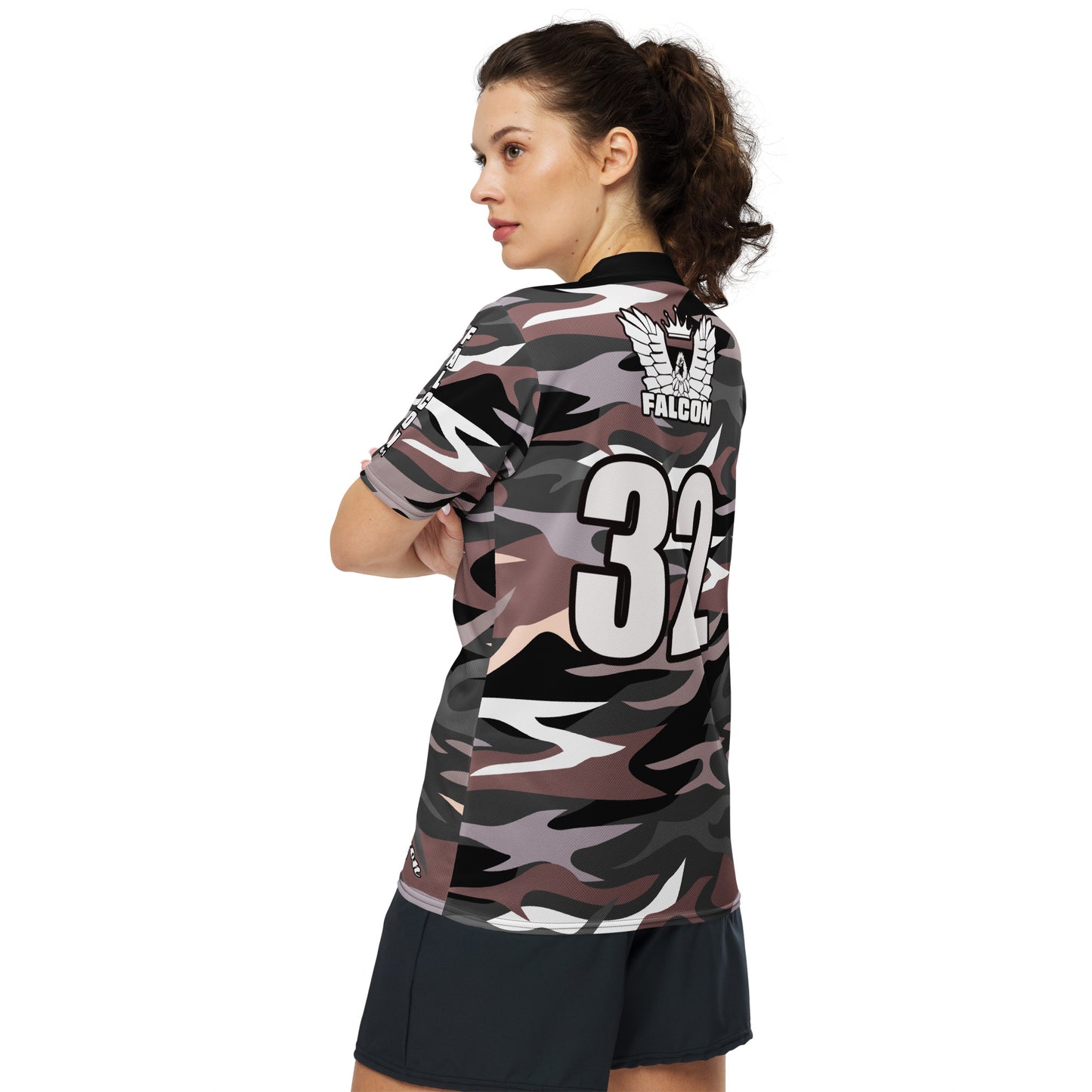 Recycled unisex sports jersey-White Falcon Logo