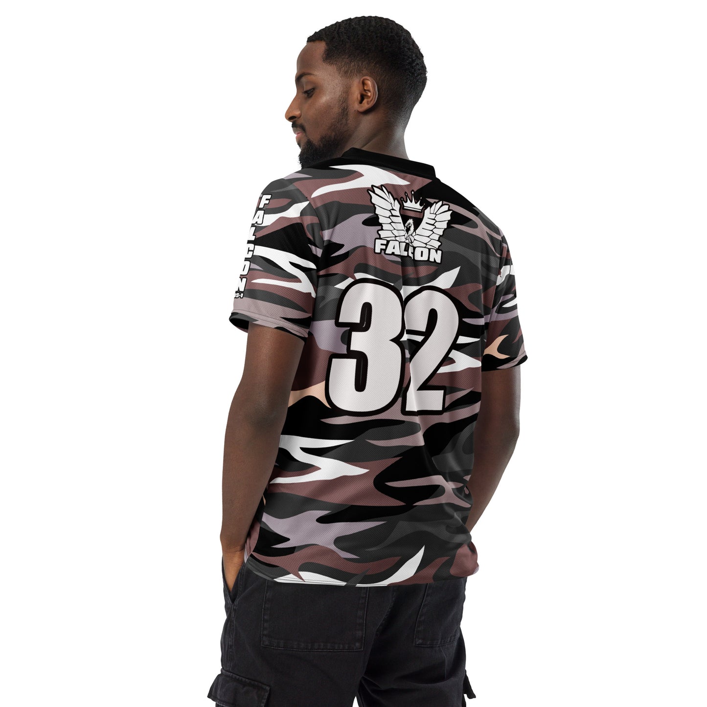 Recycled unisex sports jersey-White Falcon Logo