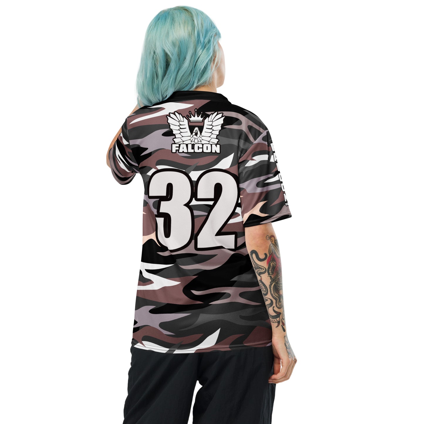 Recycled unisex sports jersey-White Falcon Logo