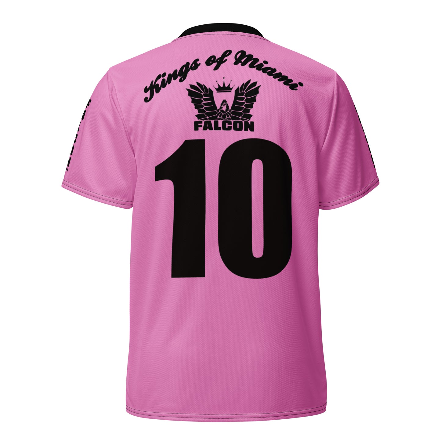 Recycled unisex sports jersey- Black Falcon Logo- Kings of Miami on Back