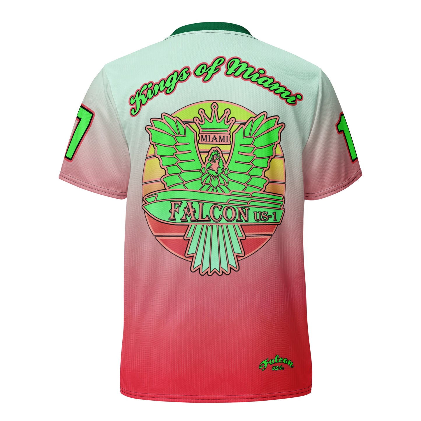 Recycled unisex sports jersey- Green Falcon Logo- Kings of Miami