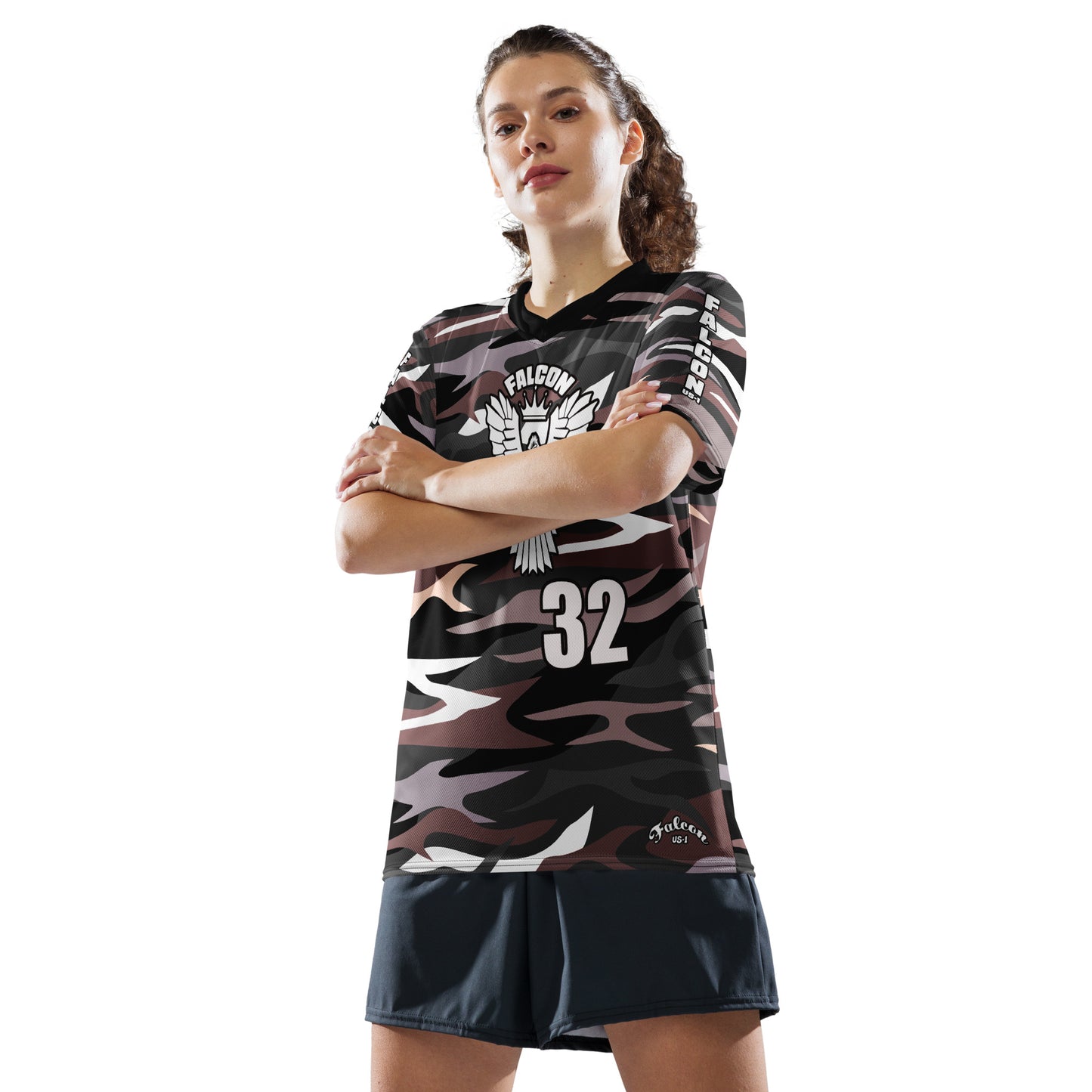 Recycled unisex sports jersey-White Falcon Logo