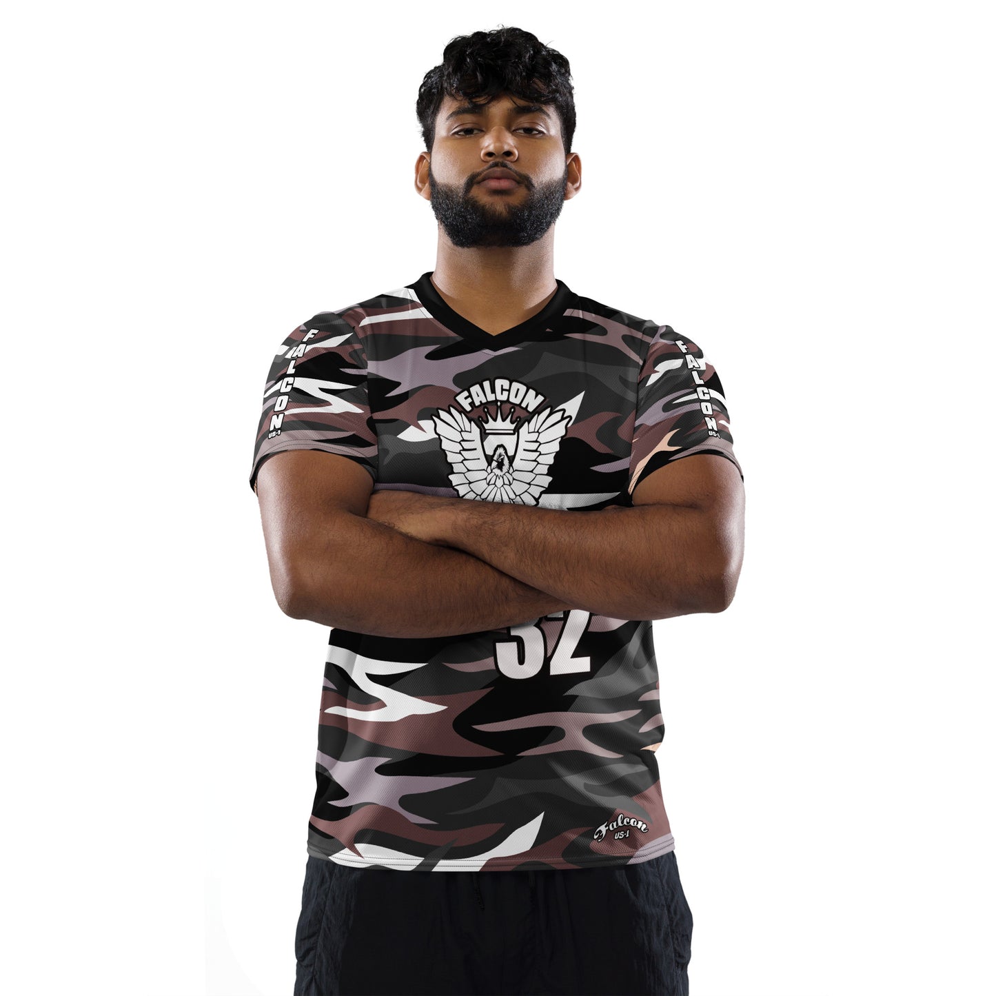 Recycled unisex sports jersey-White Falcon Logo