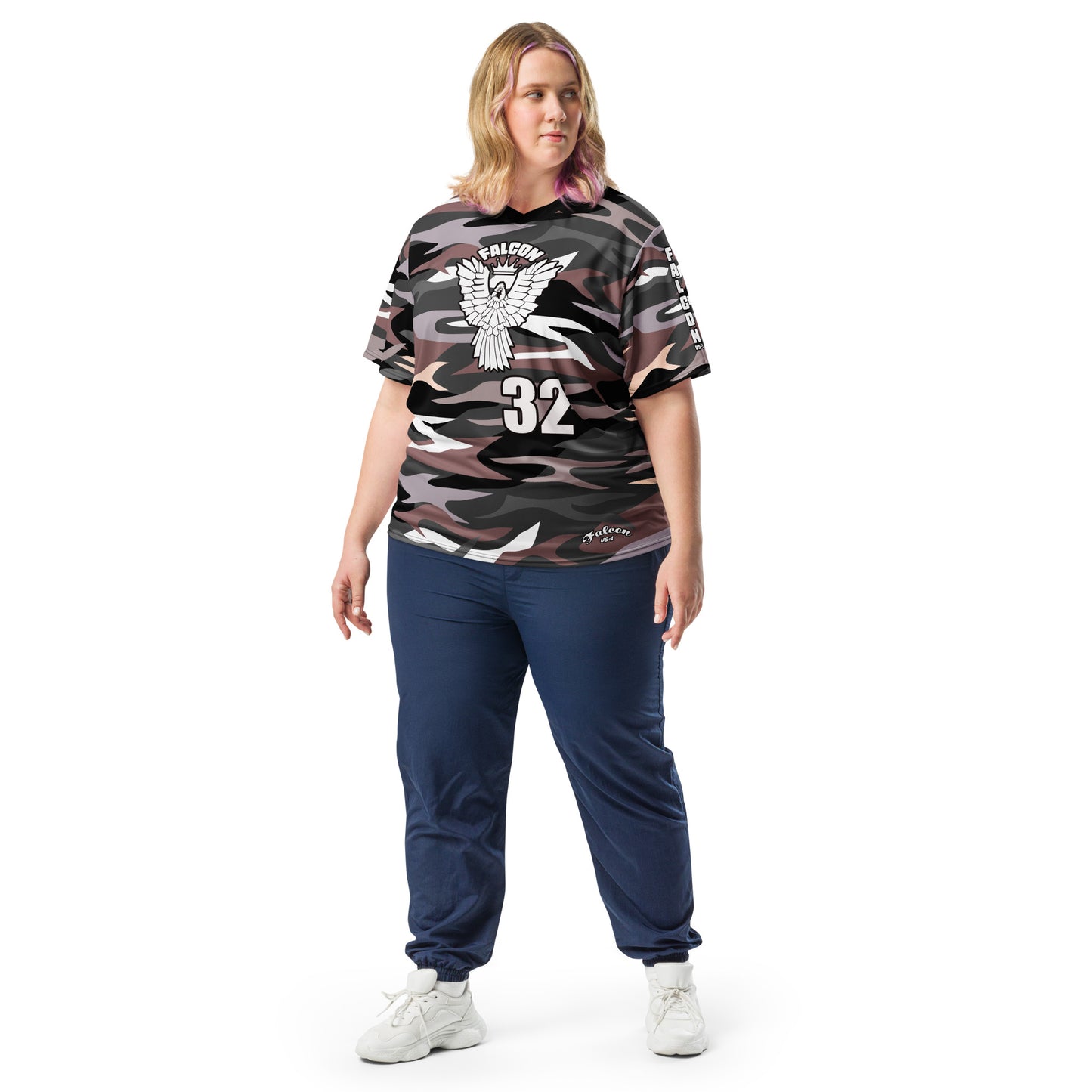 Recycled unisex sports jersey-White Falcon Logo