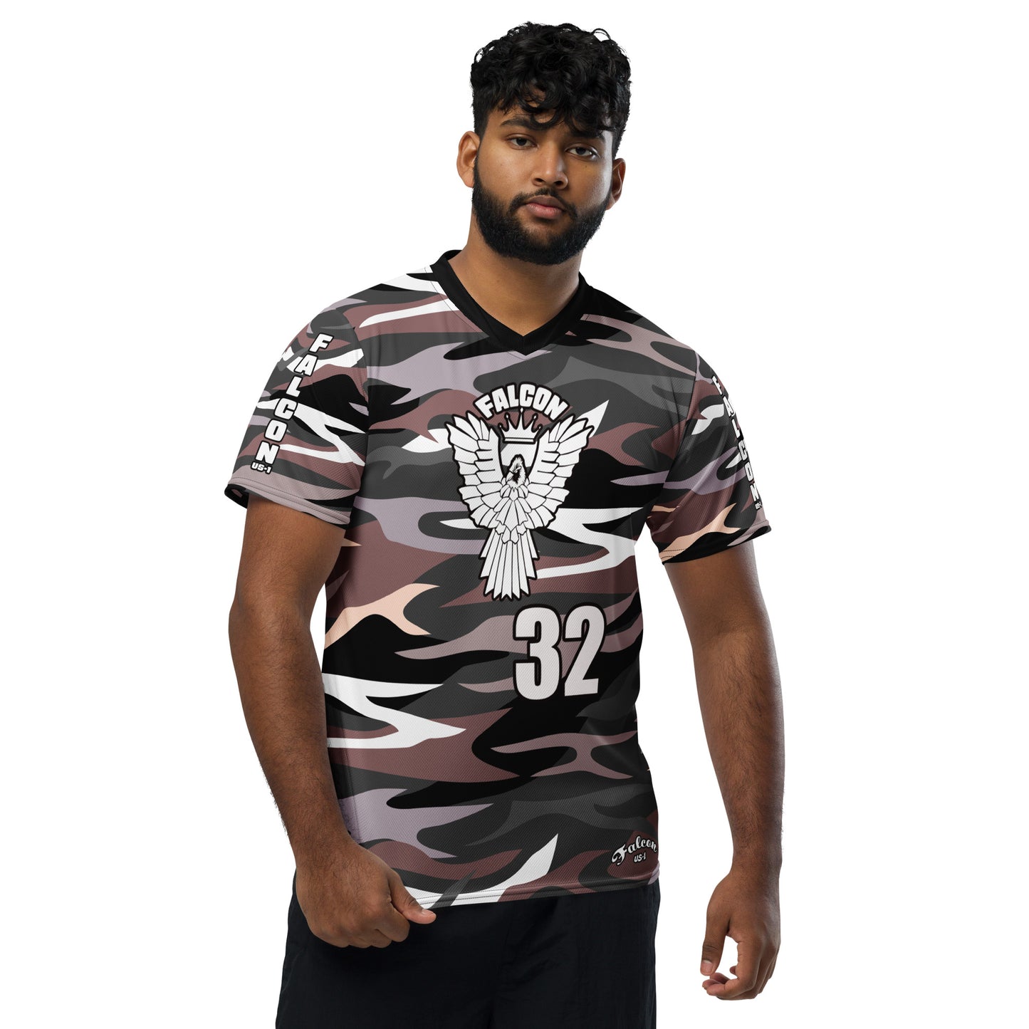 Recycled unisex sports jersey-White Falcon Logo