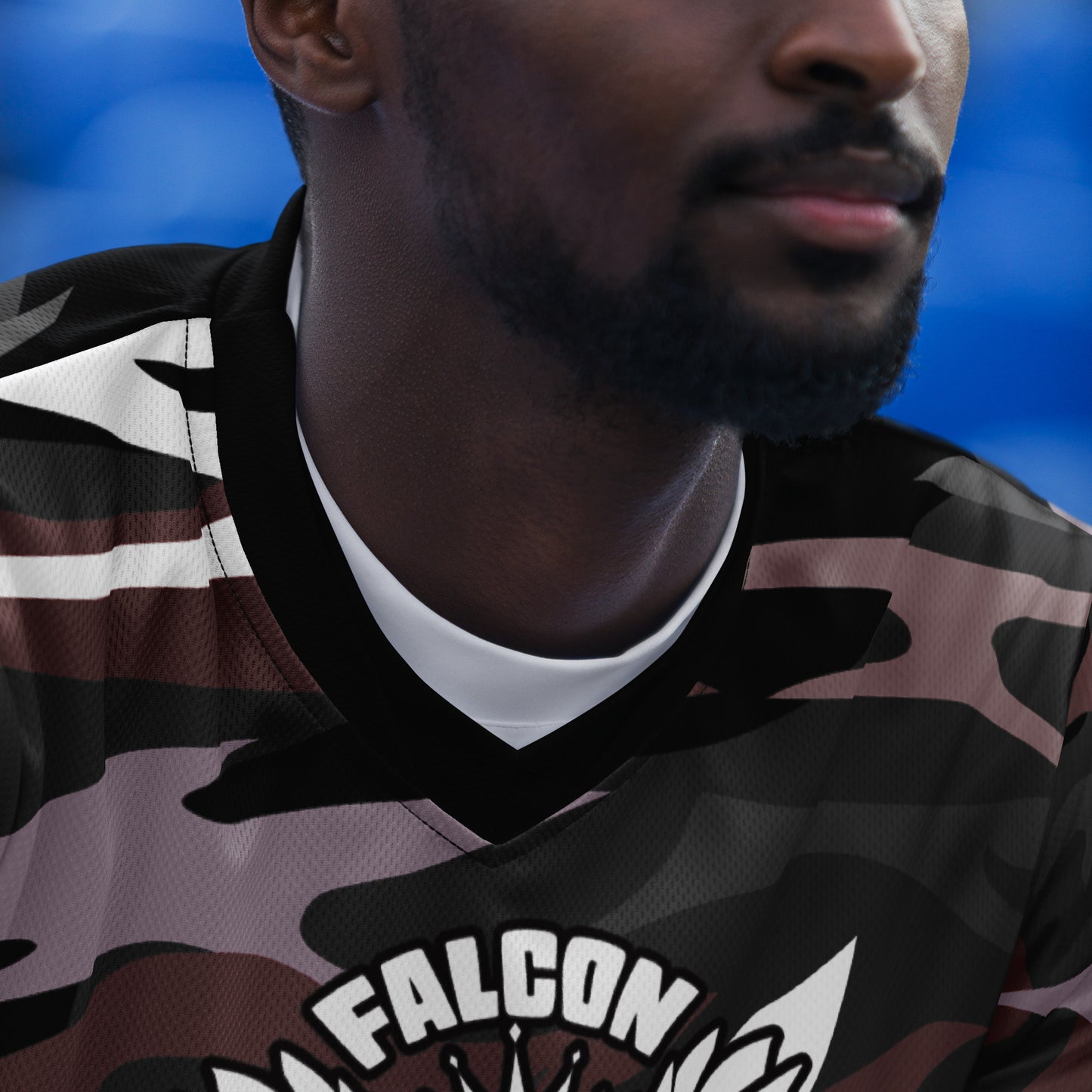 Recycled unisex sports jersey-White Falcon Logo