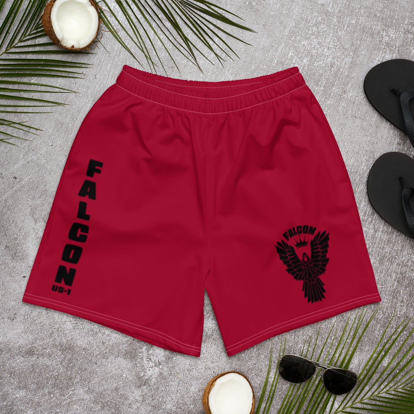 Athletic Long Shorts - FALCON US-1 Black logo - Red