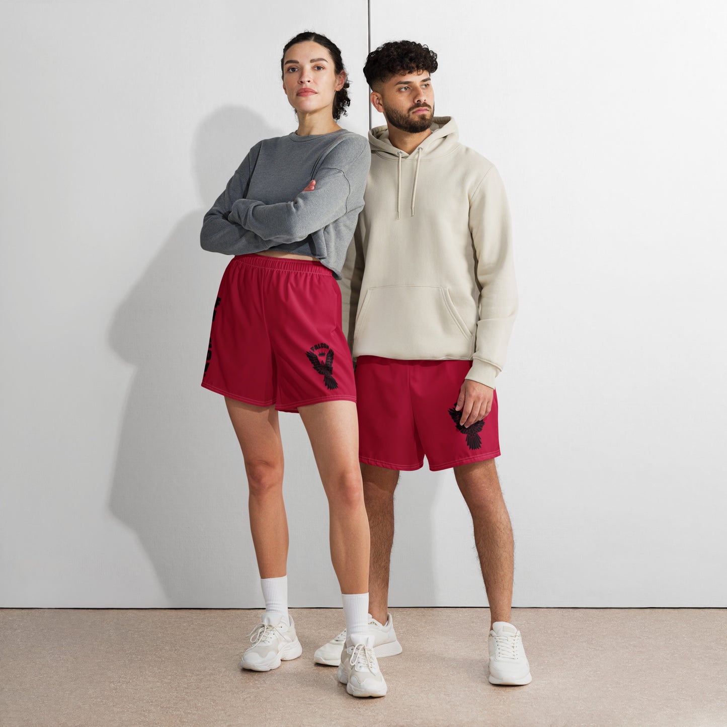 Athletic Long Shorts - FALCON US-1 Black logo - Red