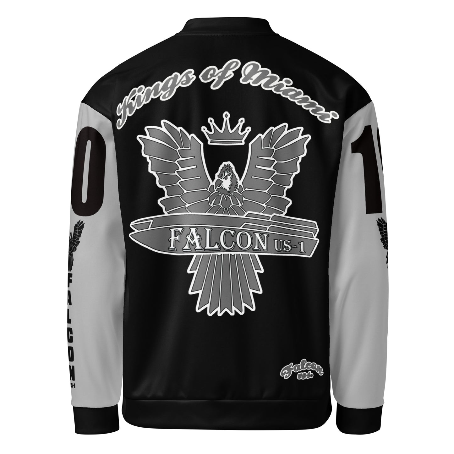 Bomber Jacket- Gray Falcon Logo- Kings of Miami on Back