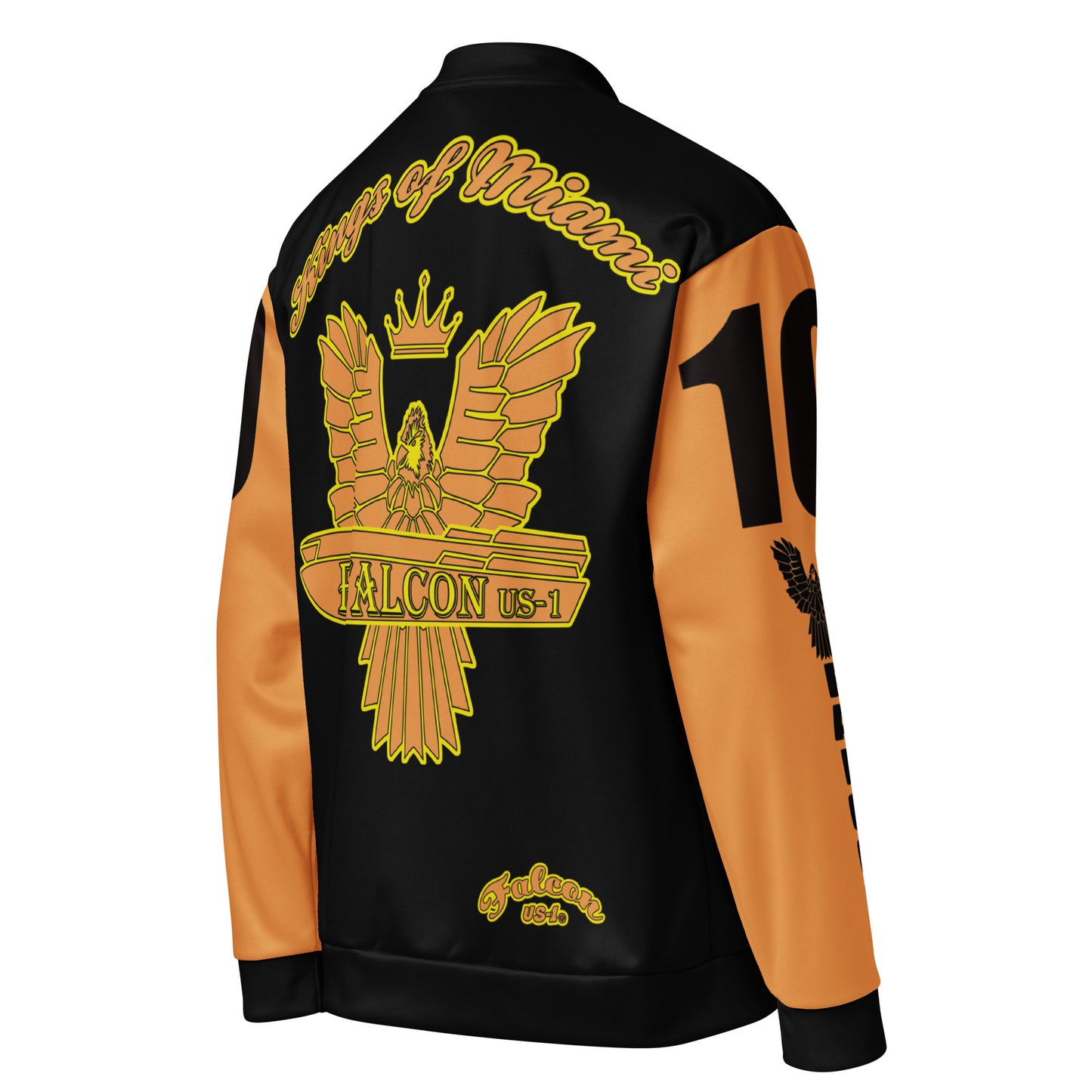 Unisex Bomber Jacket- Gold Falcon Logo- Kings of Miami on Back