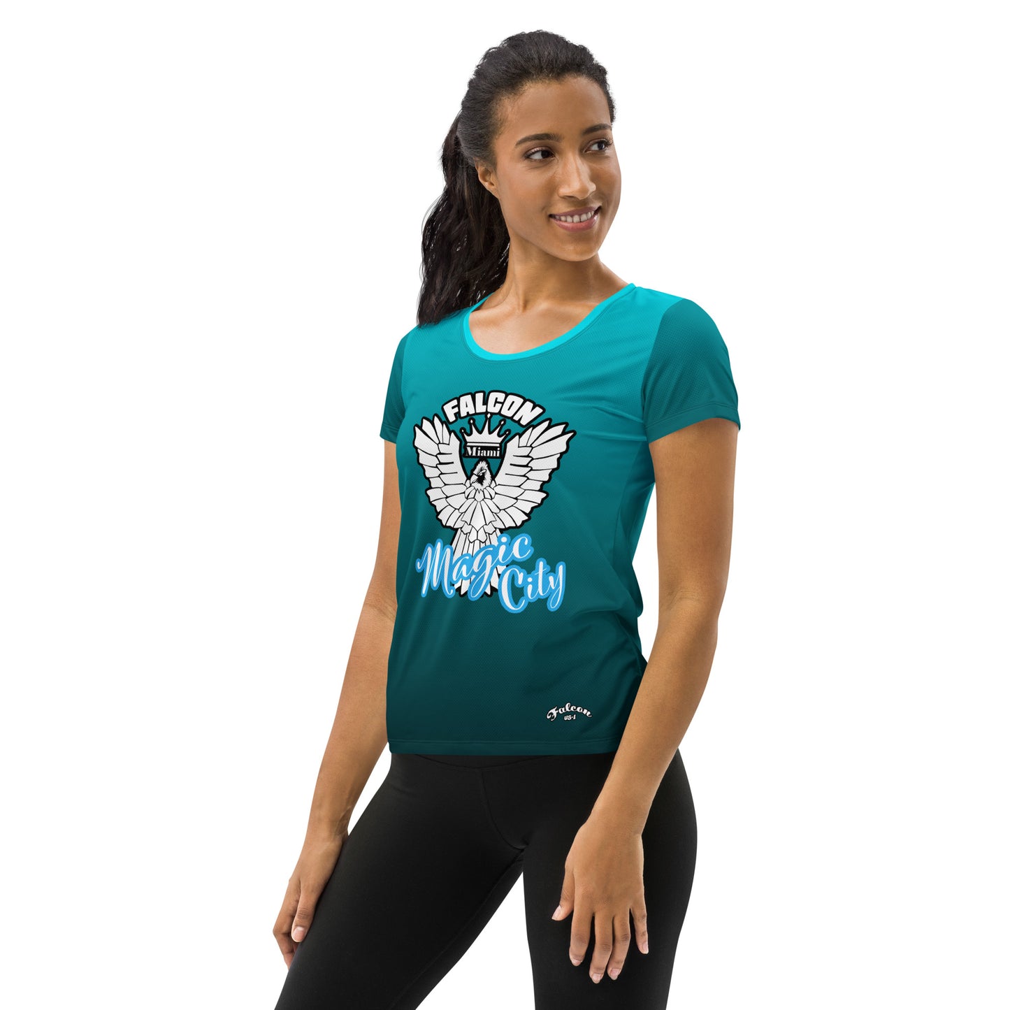 Women's Athletic T-shirt White Falcon Logo- Magic City Edition