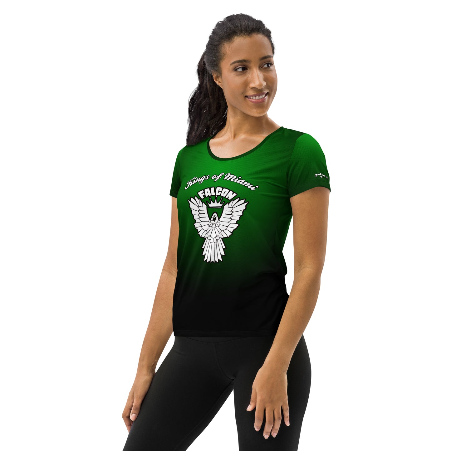 Women's Athletic T-shirt White Falcon Logo- Kings of Miami Edition