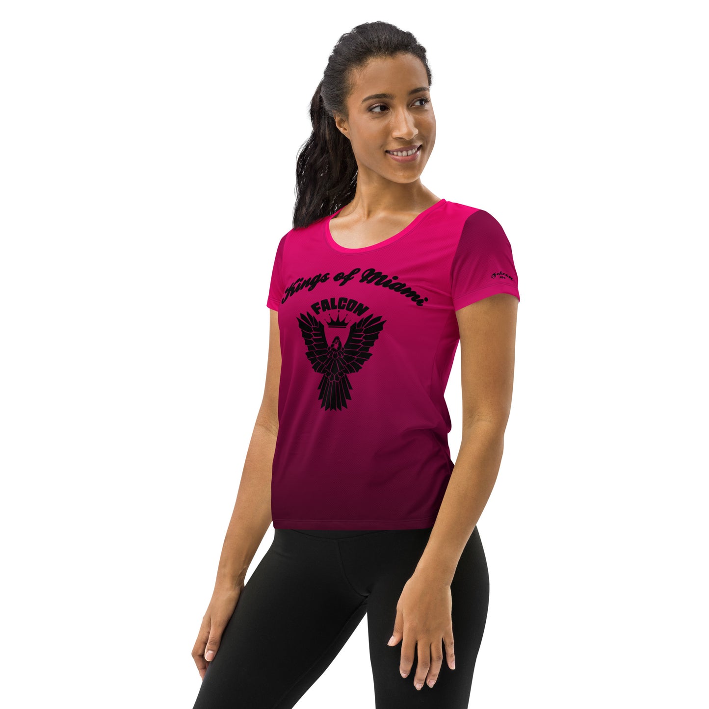 Women's Athletic T-shirt Black Falcon Logo- Kings of Miami Edition