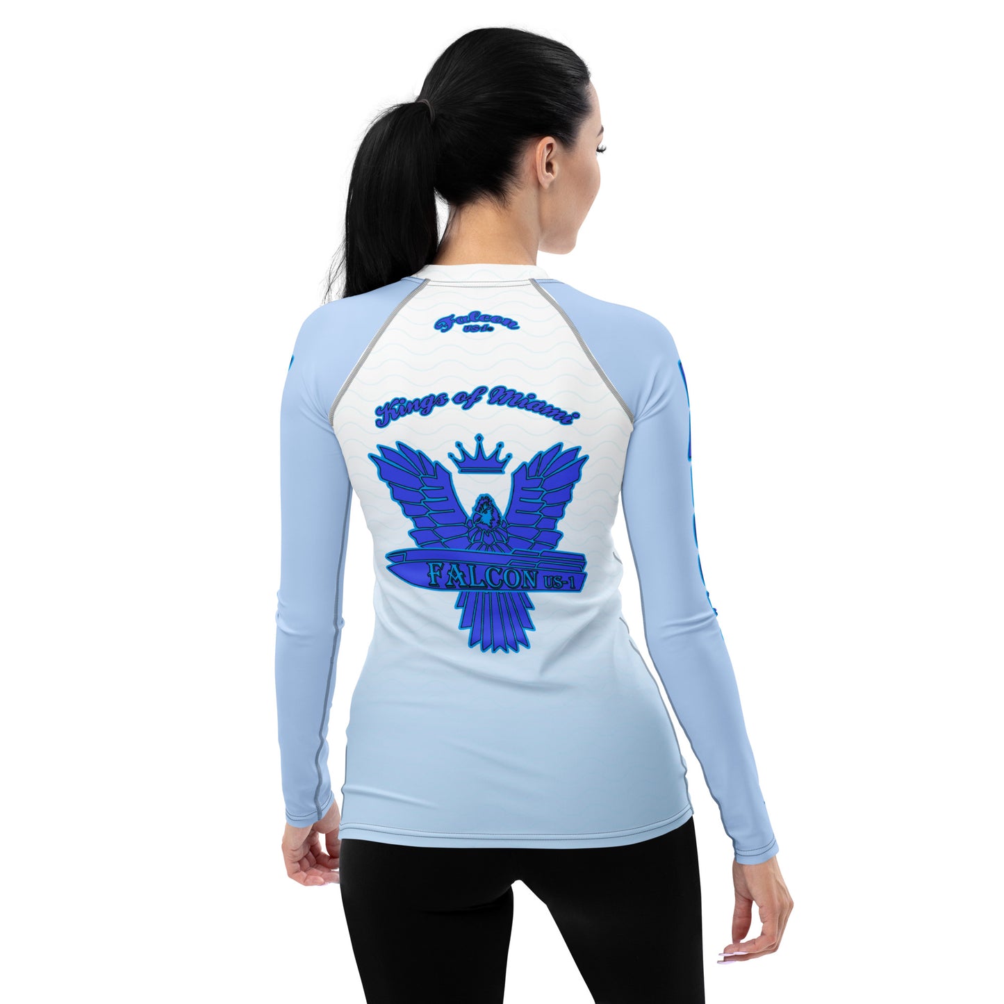 Women's Rash Guard- Blue Falcon Logo- Kings o Miami Edition(Thick material\slim-fitted)
