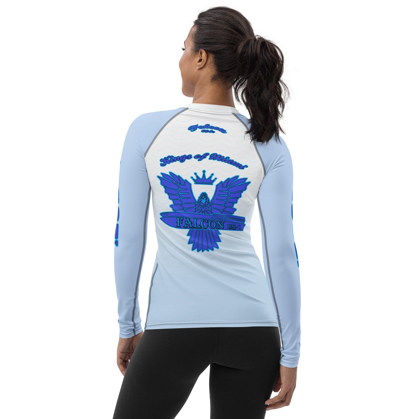 Women's Rash Guard- Blue Falcon Logo- Kings o Miami Edition(Thick material\slim-fitted)