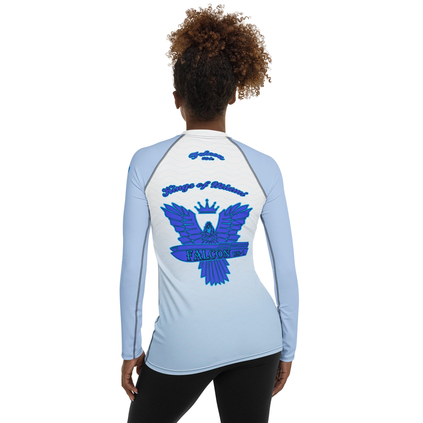 Women's Rash Guard- Blue Falcon Logo- Kings o Miami Edition(Thick material\slim-fitted)