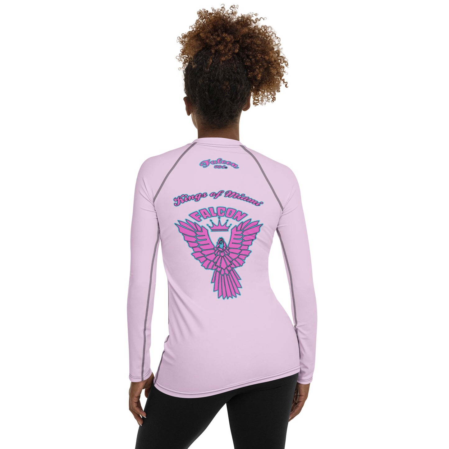 Women's Rash Guard- Retro Pink Falcon Logo- Kings o Miami Edition