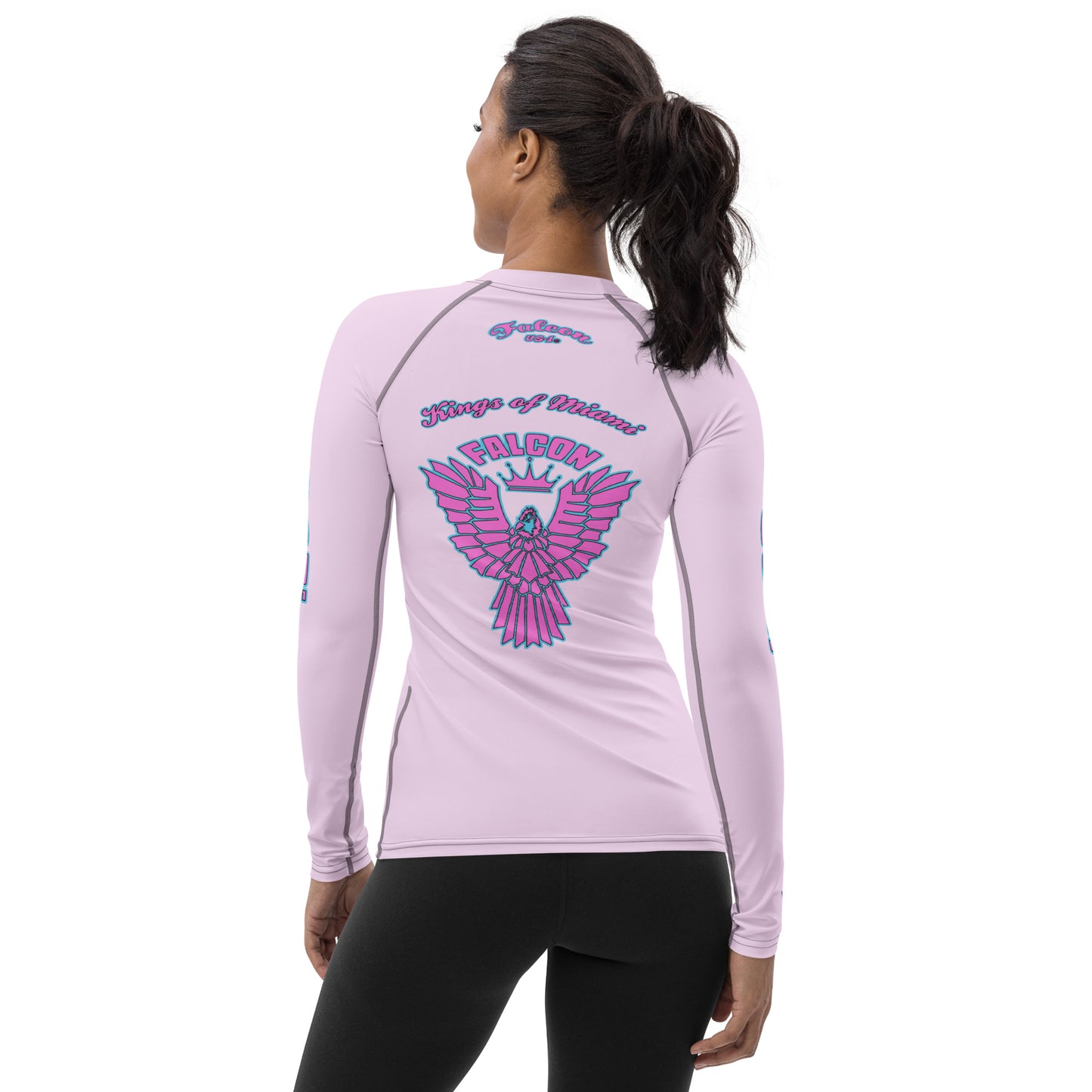 Women's Rash Guard- Retro Pink Falcon Logo- Kings o Miami Edition
