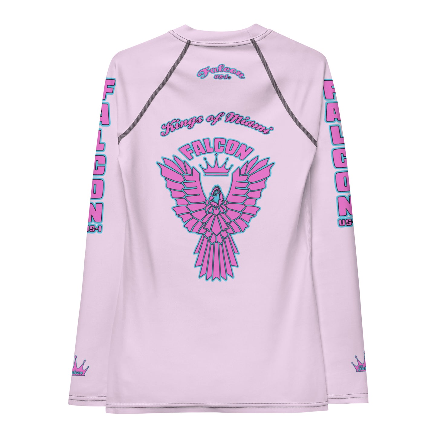 Women's Rash Guard- Retro Pink Falcon Logo- Kings o Miami Edition