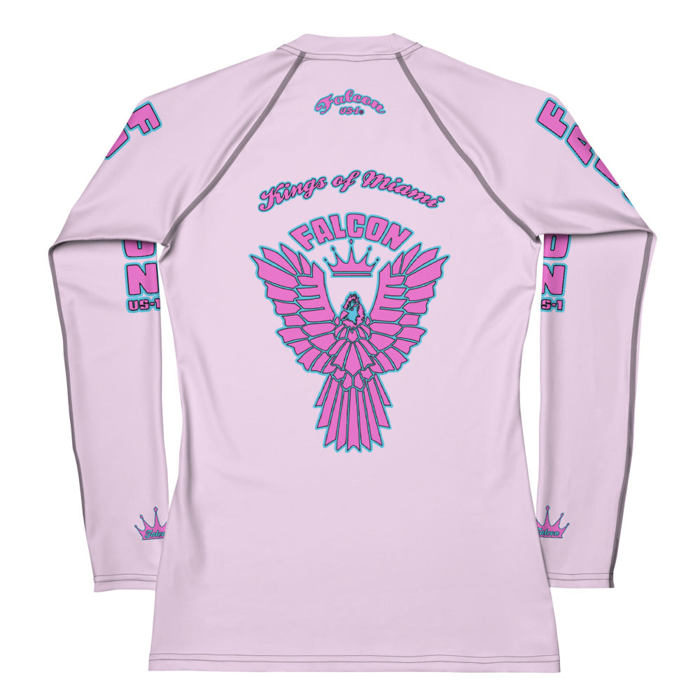 Women's Rash Guard- Retro Pink Falcon Logo- Kings o Miami Edition