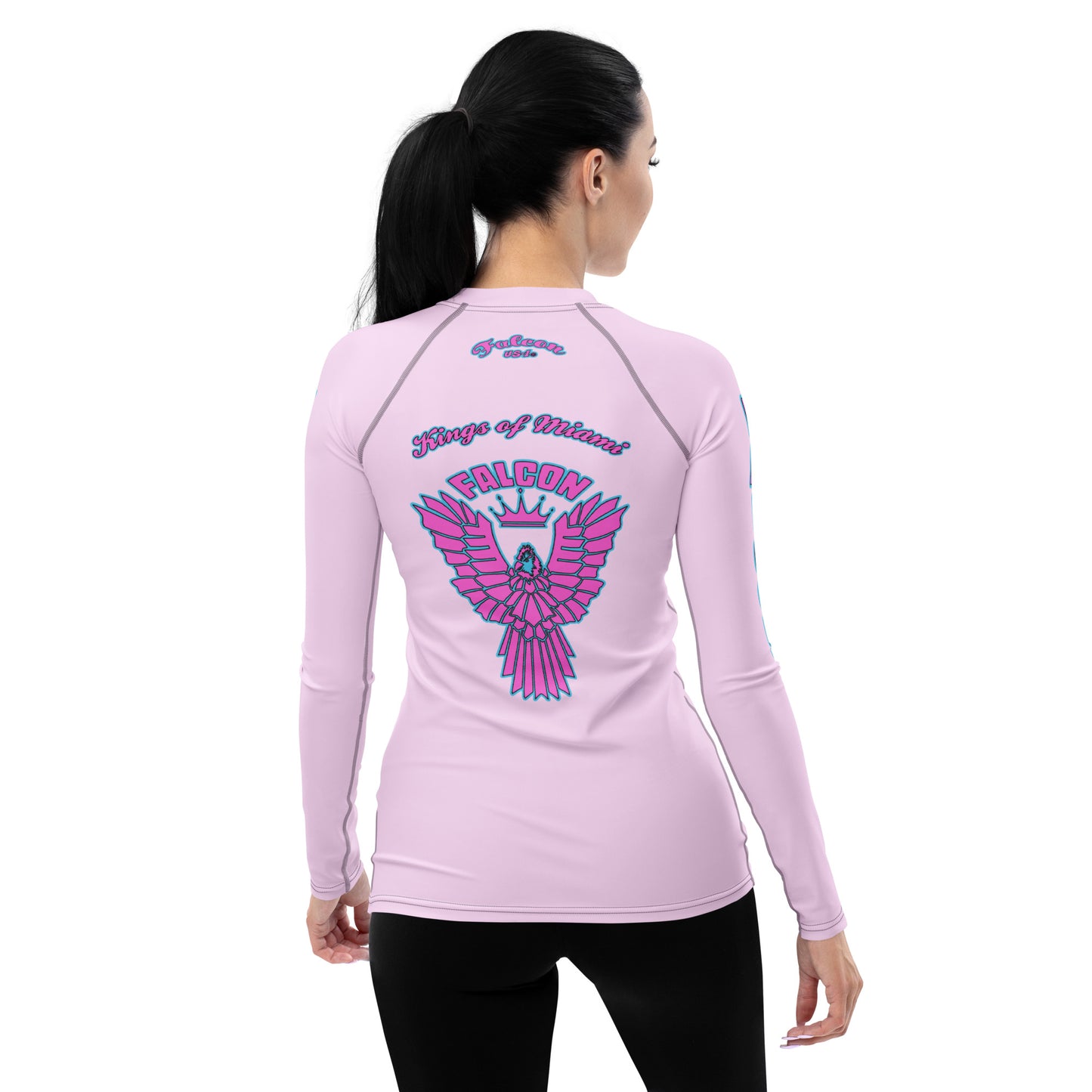 Women's Rash Guard- Retro Pink Falcon Logo- Kings o Miami Edition