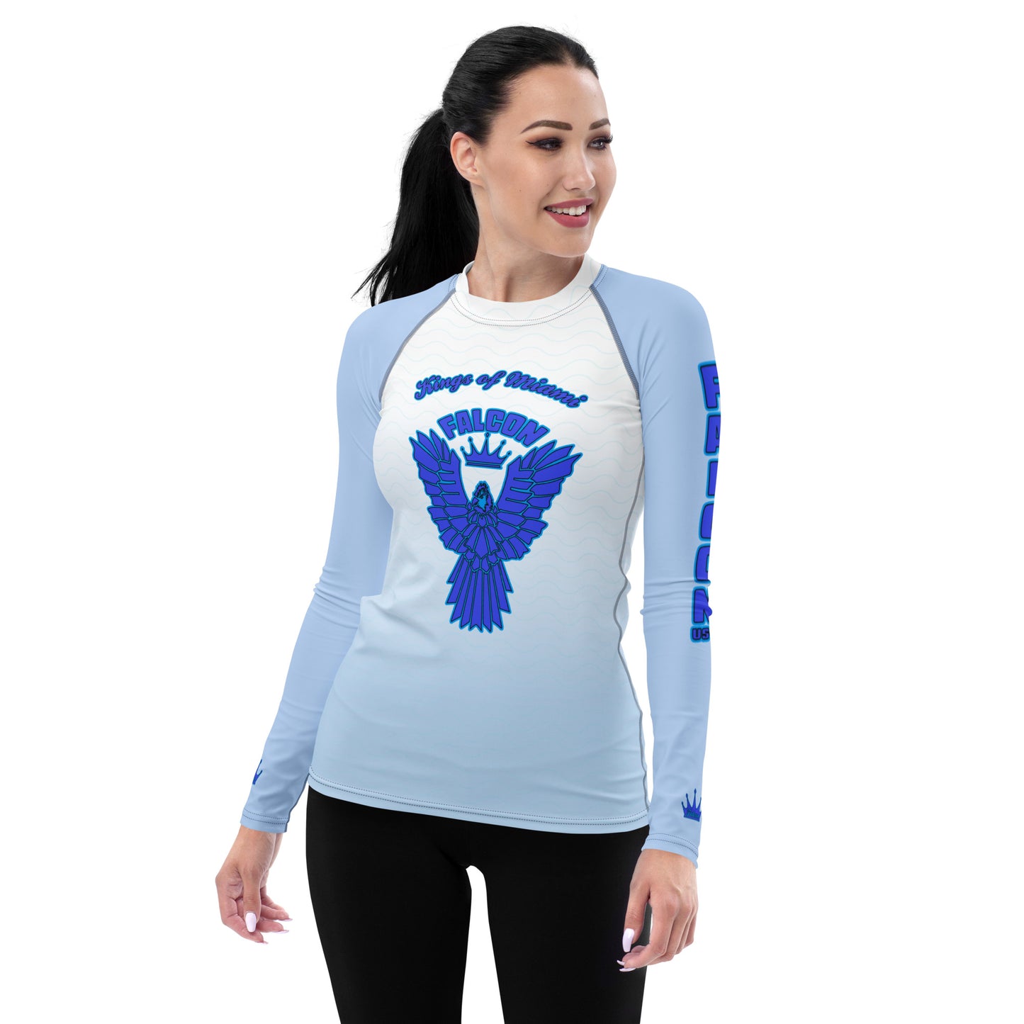 Women's Rash Guard- Blue Falcon Logo- Kings o Miami Edition(Thick material\slim-fitted)