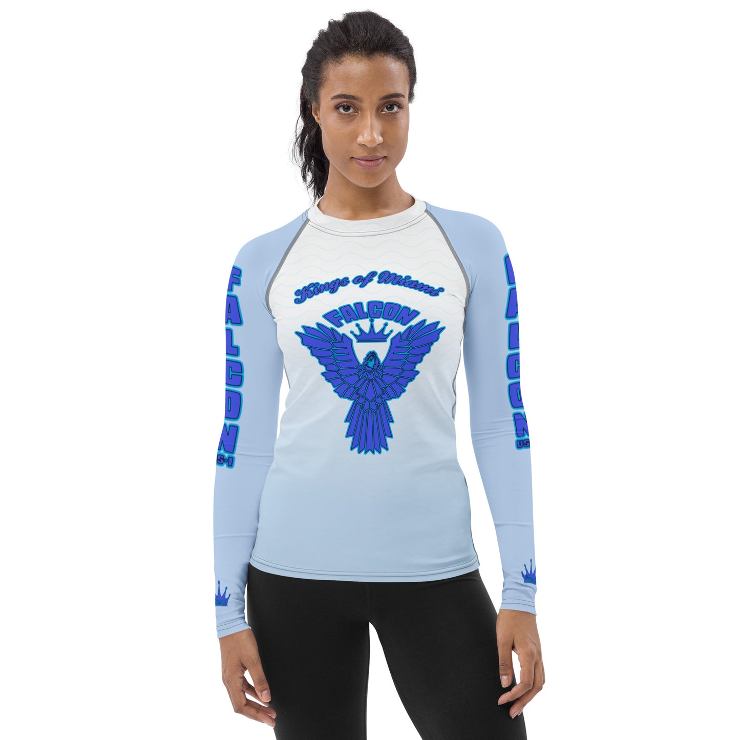 Women's Rash Guard- Blue Falcon Logo- Kings o Miami Edition(Thick material\slim-fitted)