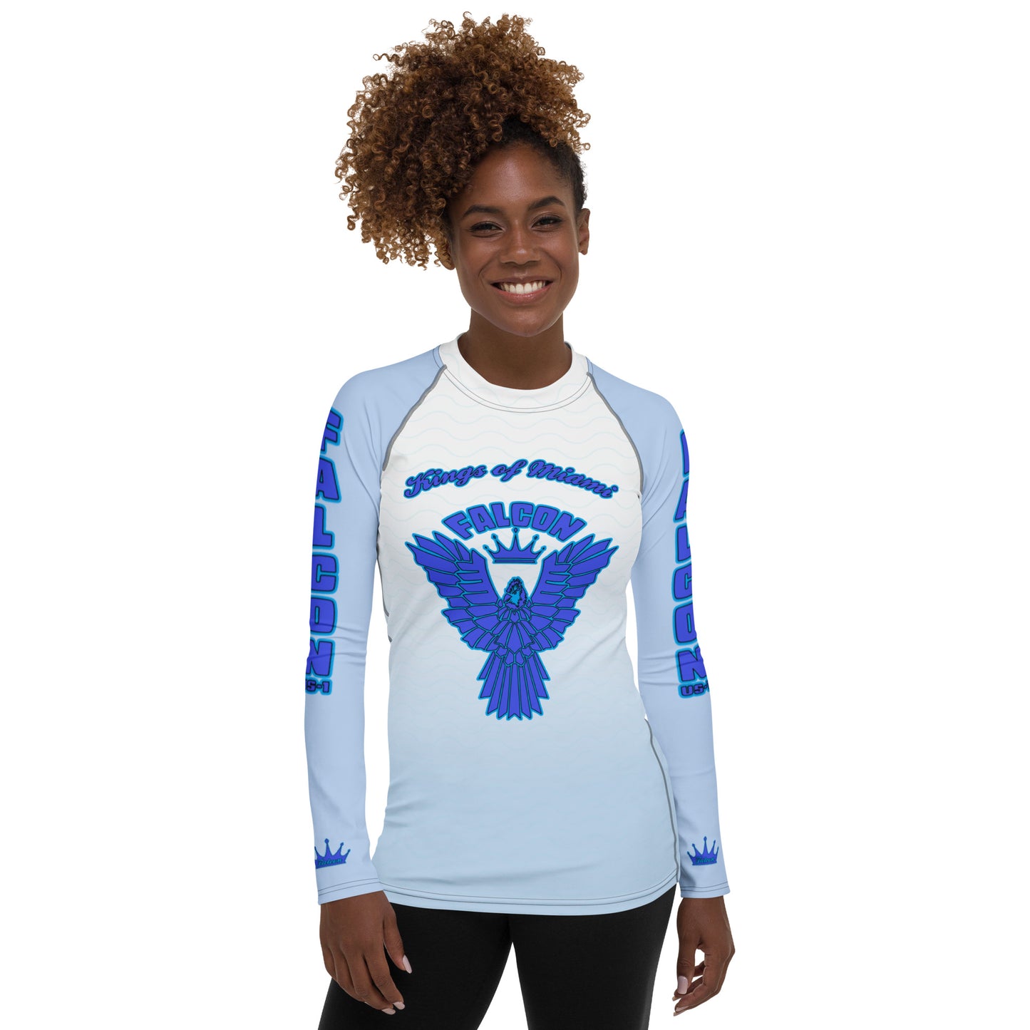 Women's Rash Guard- Blue Falcon Logo- Kings o Miami Edition(Thick material\slim-fitted)
