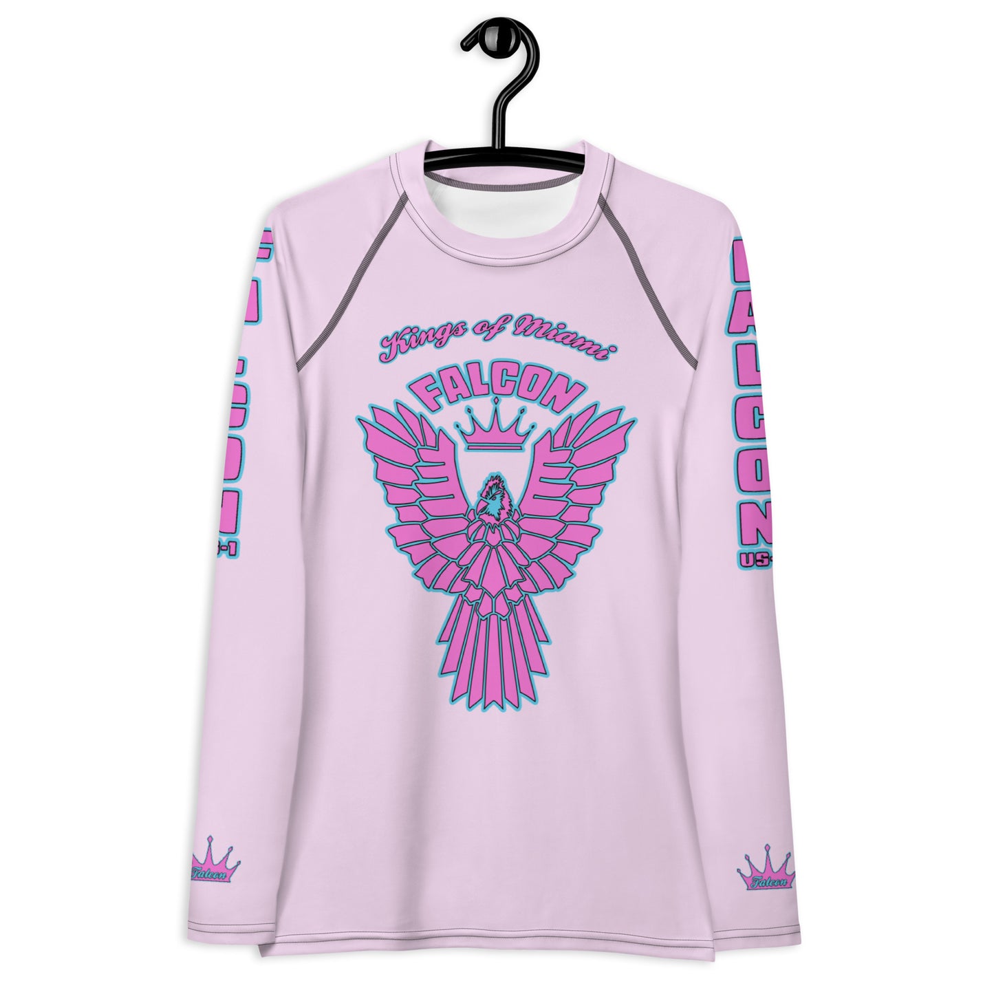 Women's Rash Guard- Retro Pink Falcon Logo- Kings o Miami Edition