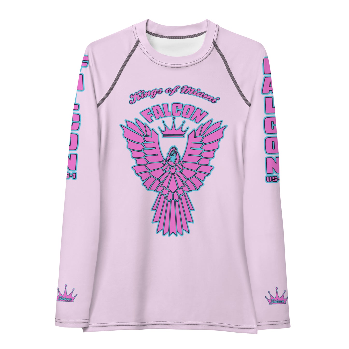 Women's Rash Guard- Retro Pink Falcon Logo- Kings o Miami Edition