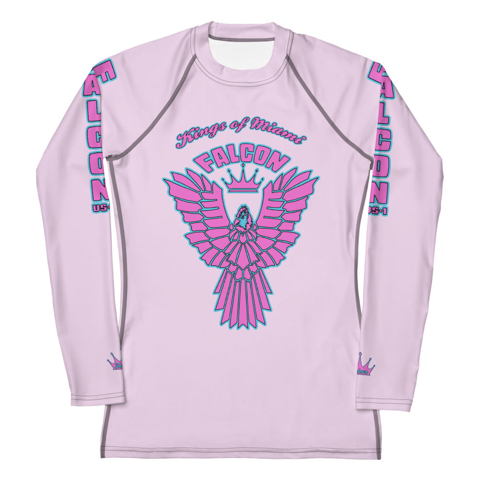 Women's Rash Guard- Retro Pink Falcon Logo- Kings o Miami Edition
