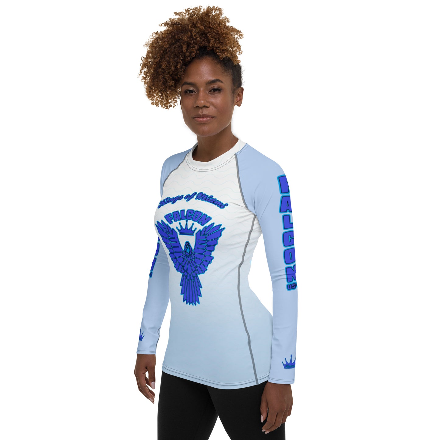 Women's Rash Guard- Blue Falcon Logo- Kings o Miami Edition(Thick material\slim-fitted)
