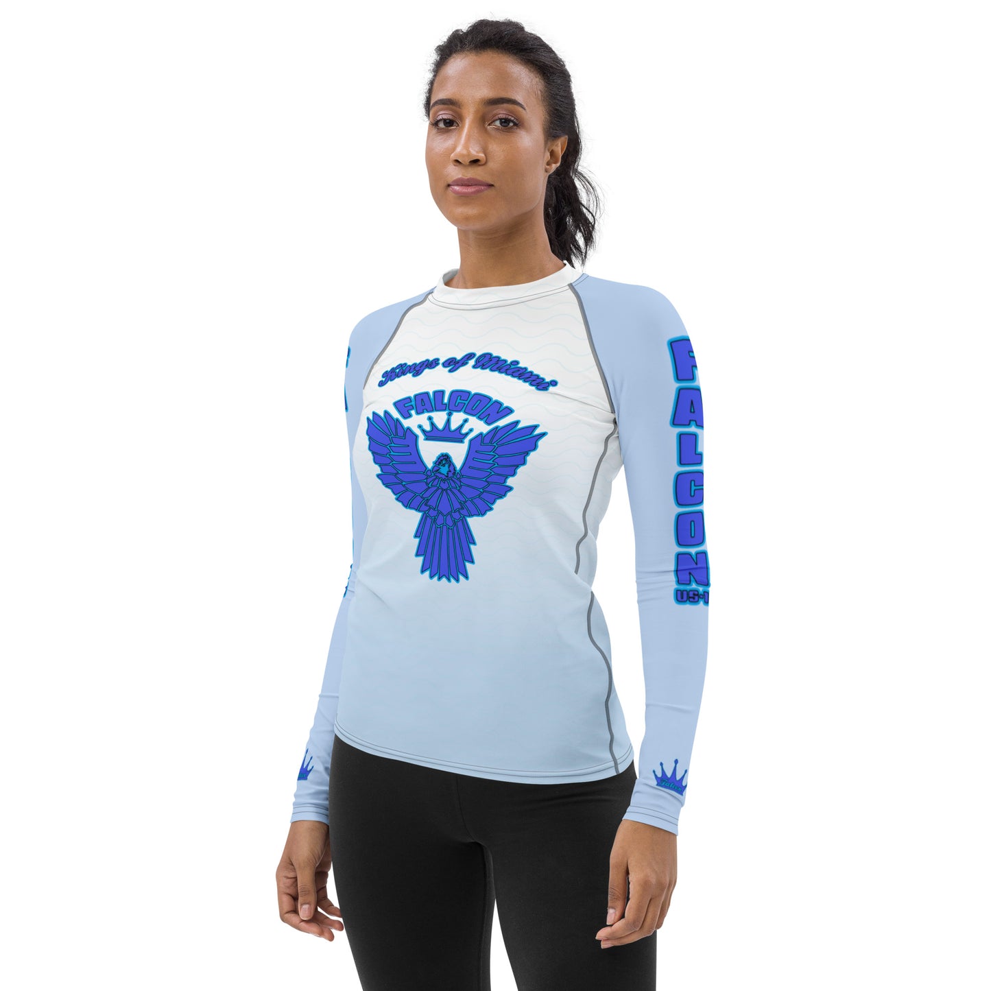 Women's Rash Guard- Blue Falcon Logo- Kings o Miami Edition(Thick material\slim-fitted)