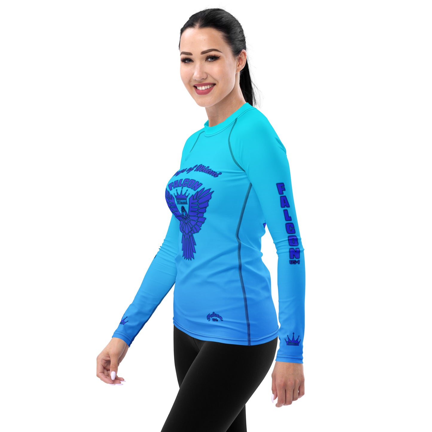 Women's Rash Guard- Blue Falcon Logo- Kings of Miami Edition(Thick material\slim-fitted)