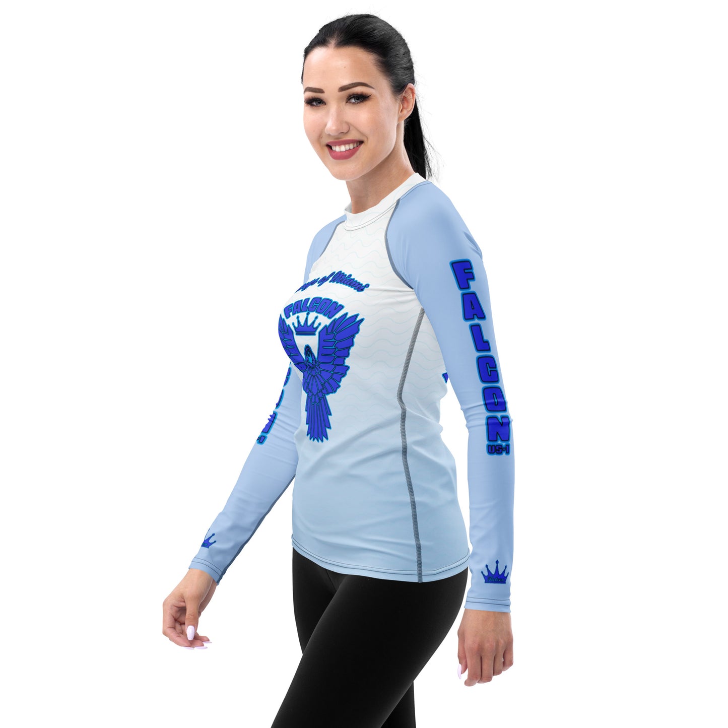 Women's Rash Guard- Blue Falcon Logo- Kings o Miami Edition(Thick material\slim-fitted)