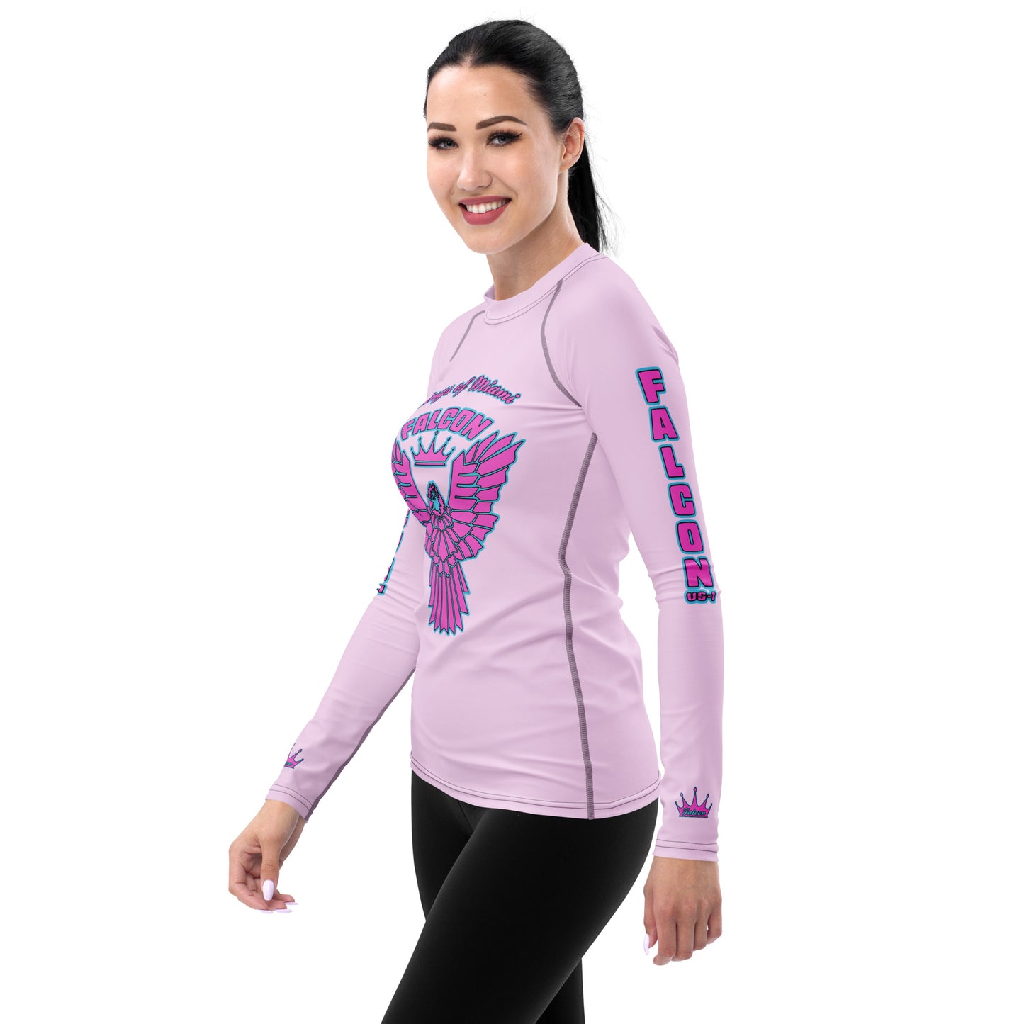 Women's Rash Guard- Retro Pink Falcon Logo- Kings o Miami Edition