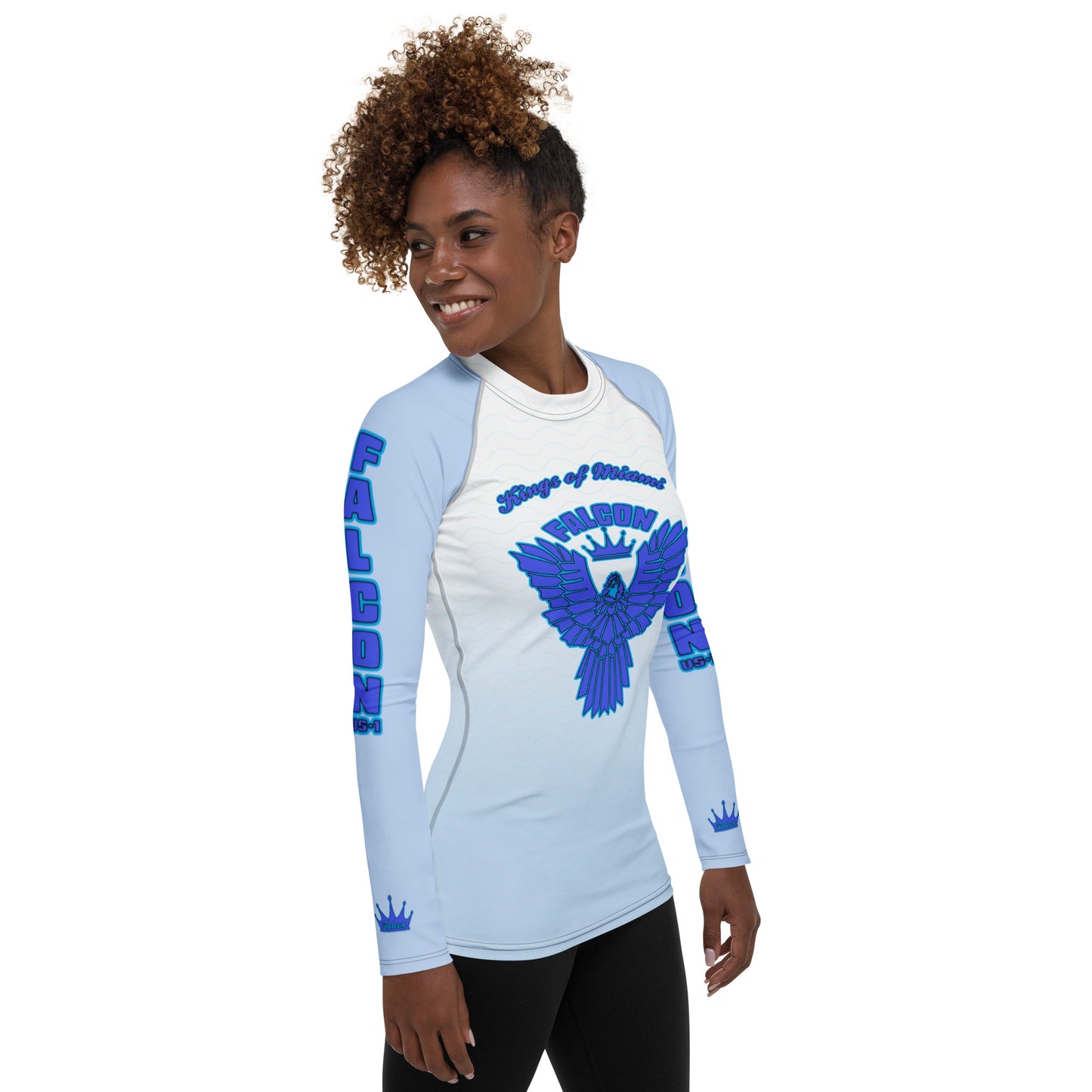 Women's Rash Guard- Blue Falcon Logo- Kings o Miami Edition(Thick material\slim-fitted)