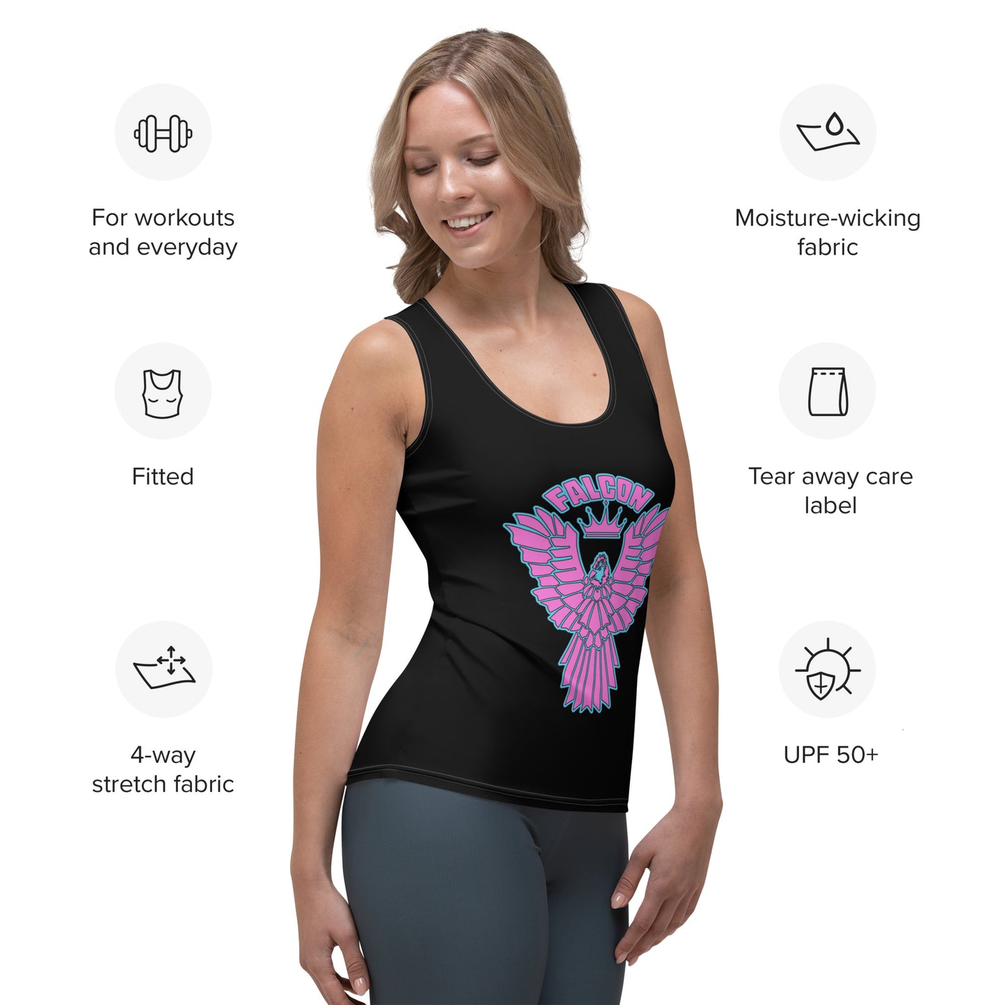 Women's Fitted Tank Top - Falcon Retro Pink Logo