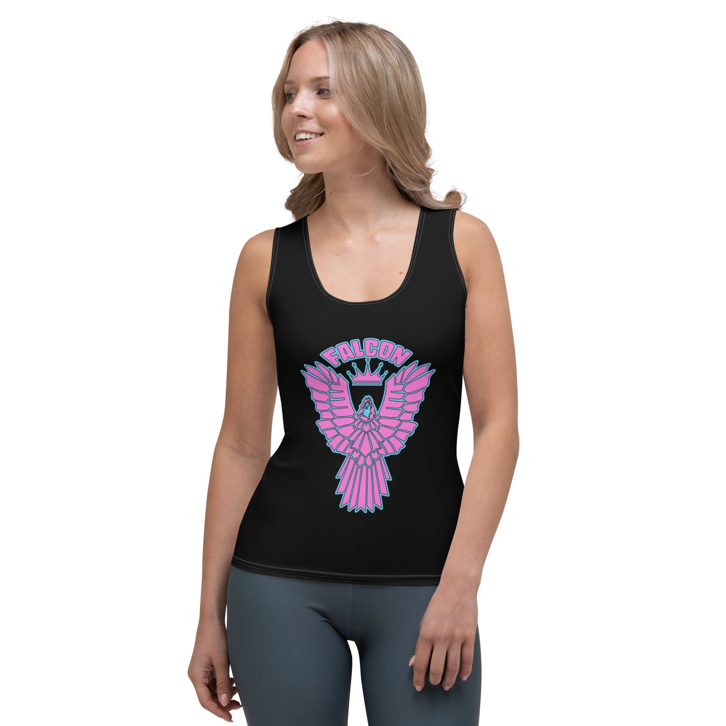 Women's Fitted Tank Top - Falcon Retro Pink Logo