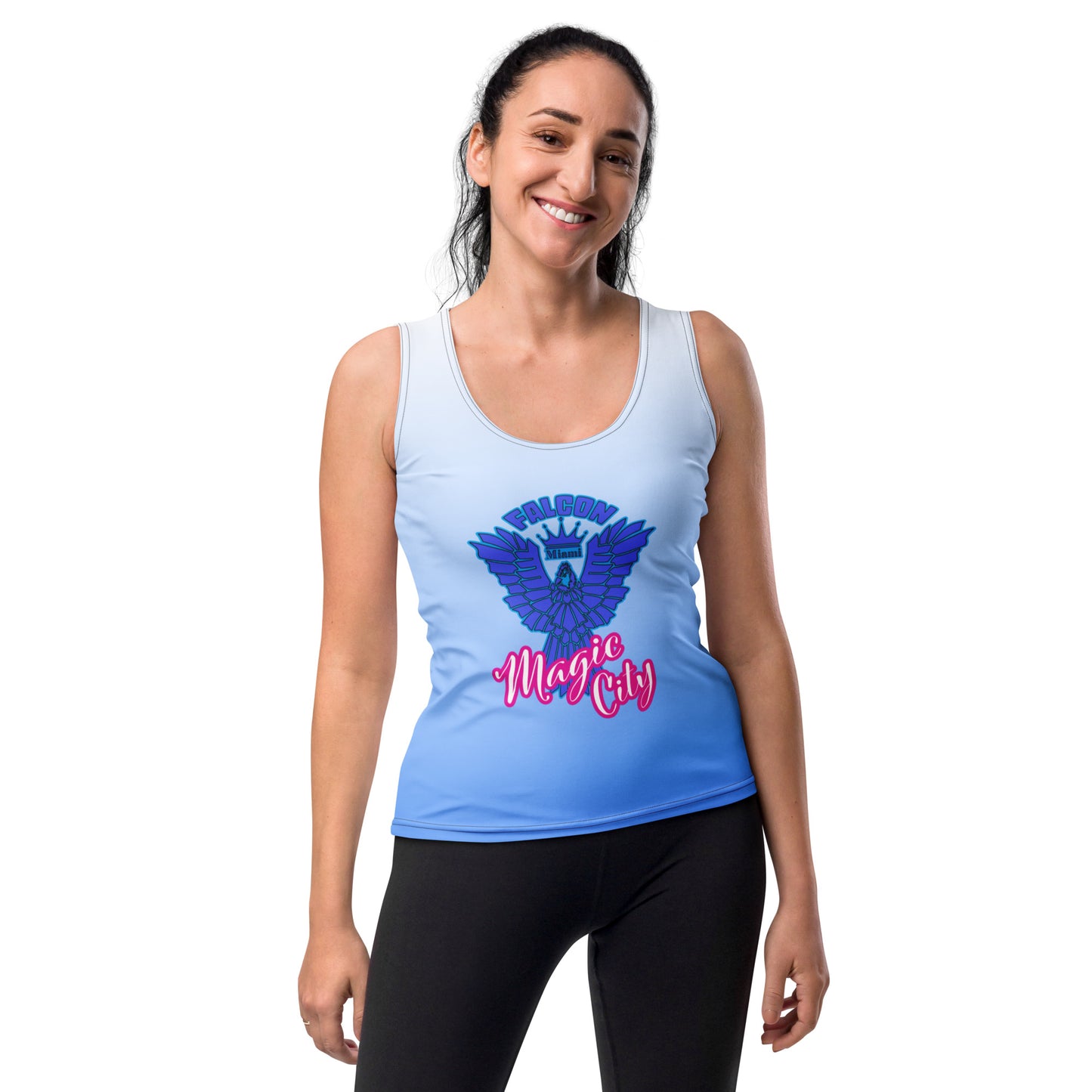 Women's Fitted Tank Top- Blue Falcon Logo-Magic City Edition